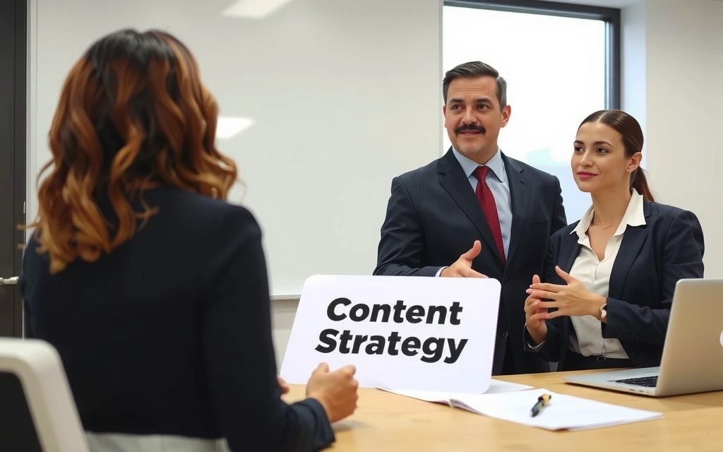 Imagine cu un consultant discutând despre strategii de conținut